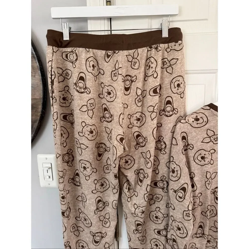 Disney Brown Winnie the Pooh & Tigger Pajamas sz M EUC